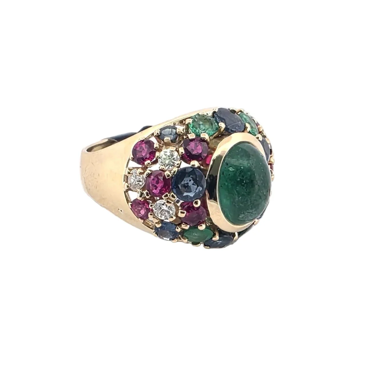 Bague Dôme en or jaune, émeraudes, saphirs, rubis et diamants - Image 5