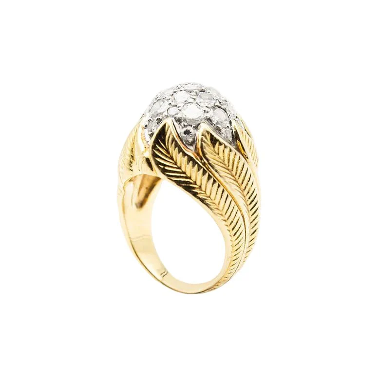 Bague Dôme en or jaune et diamants