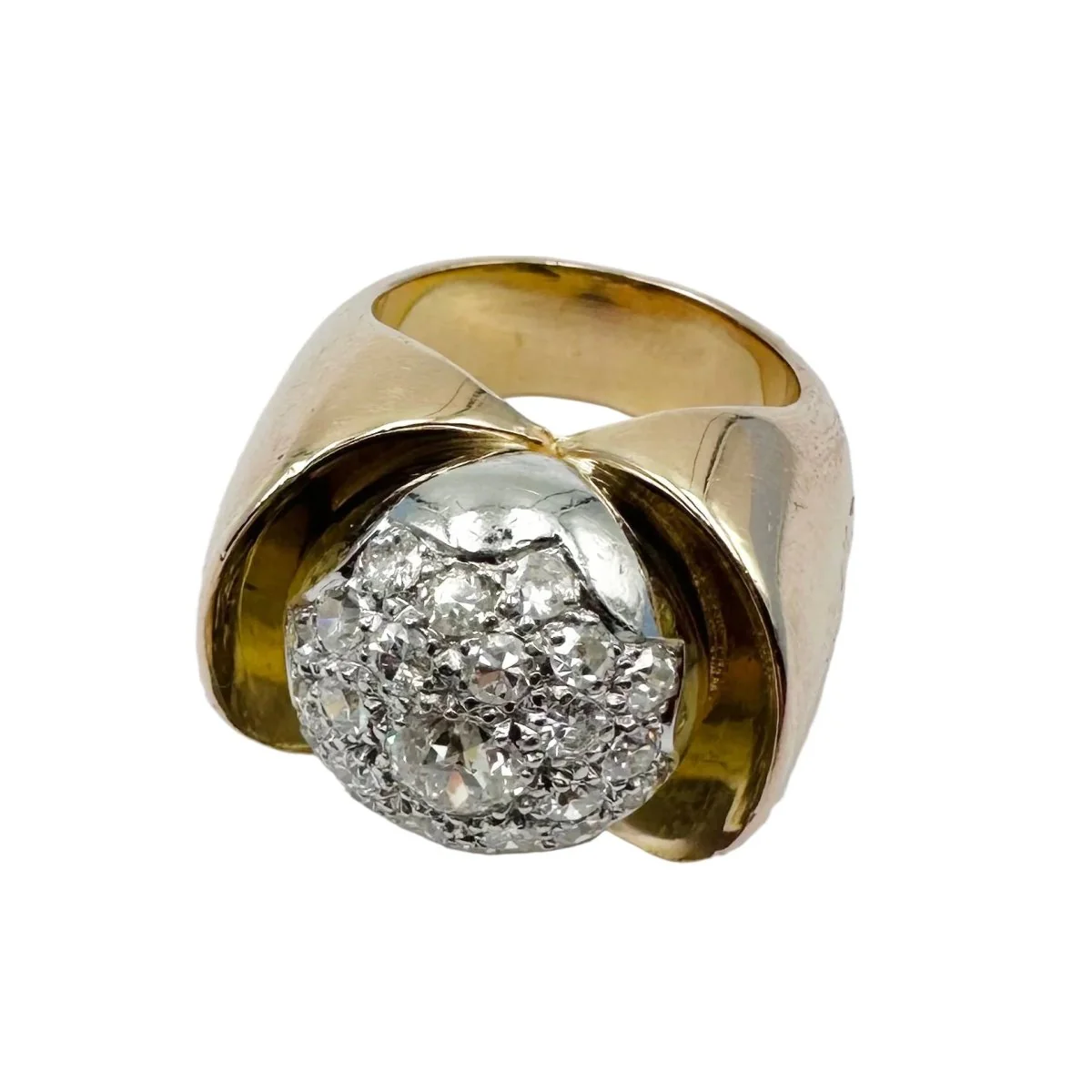 Bague Dôme en or jaune et diamants - Image 3