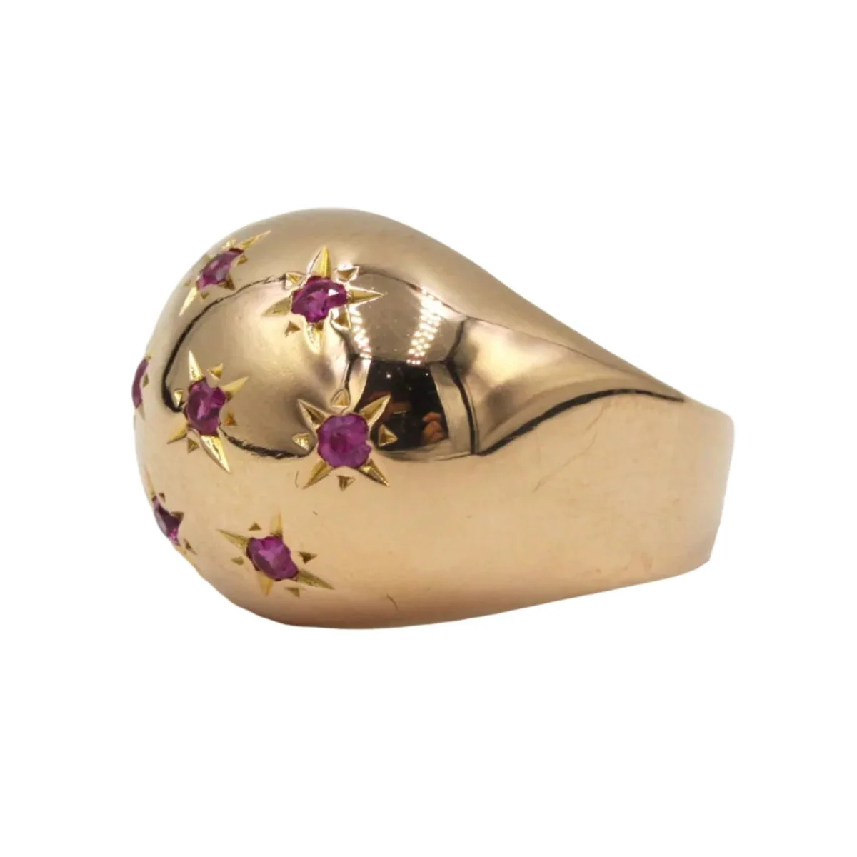 Bague Dôme en or jaune et rubis - Image 2