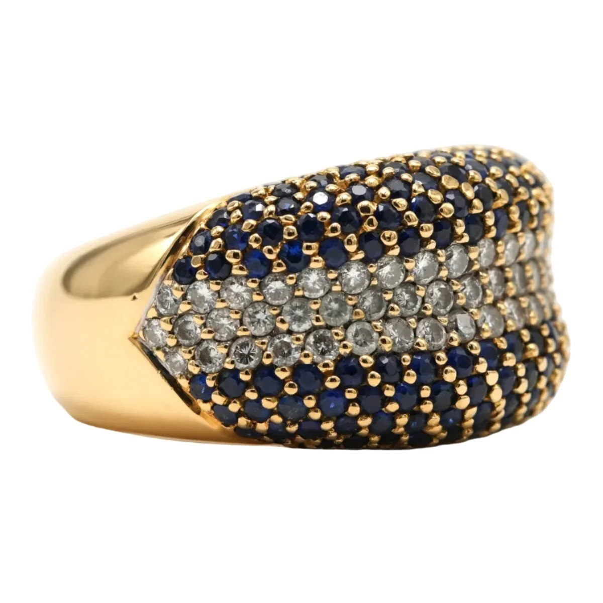 Bague Dôme en or jaune, saphirs et diamants - Image 6