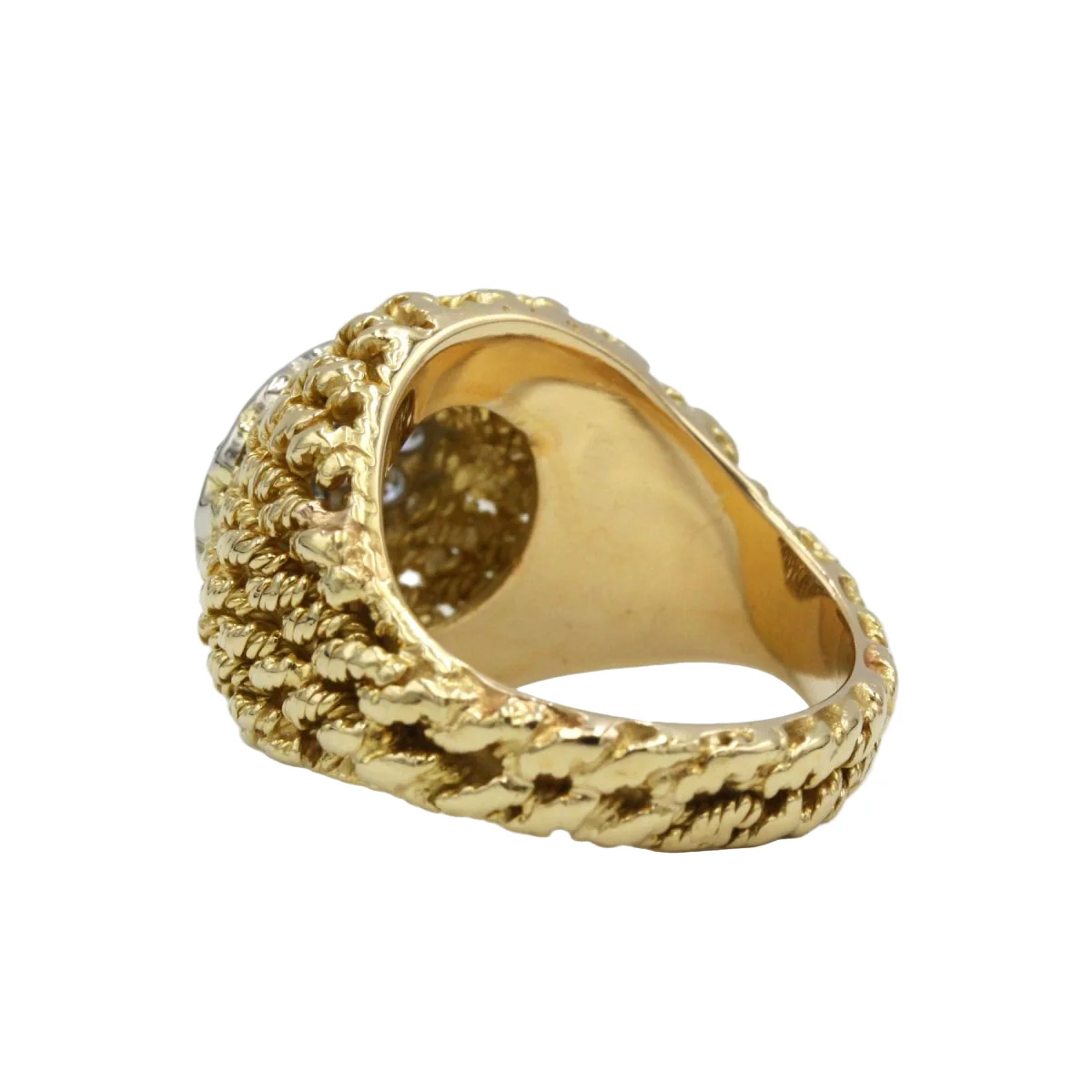 Bague Dôme en or jaune tressé et diamants - Image 5