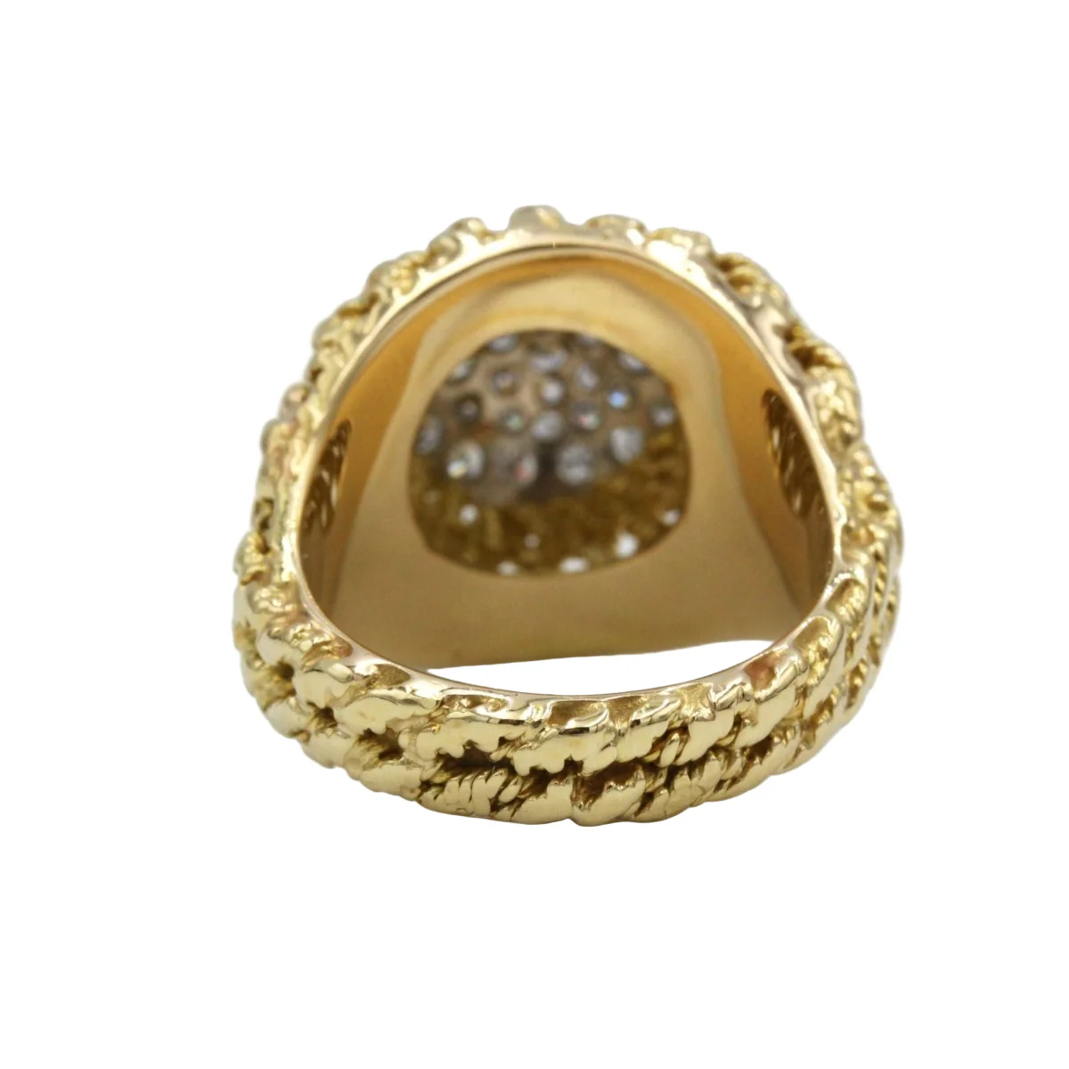 Bague Dôme en or jaune tressé et diamants - Image 6