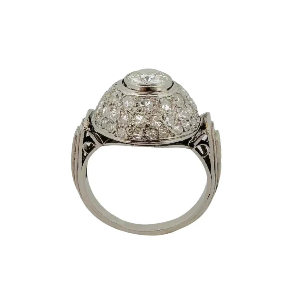 Bague Dôme Art déco en platine et diamant