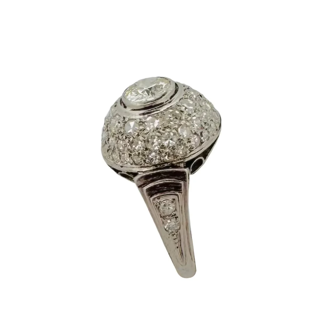 Bague Dôme Art déco en platine et diamant - Image 3