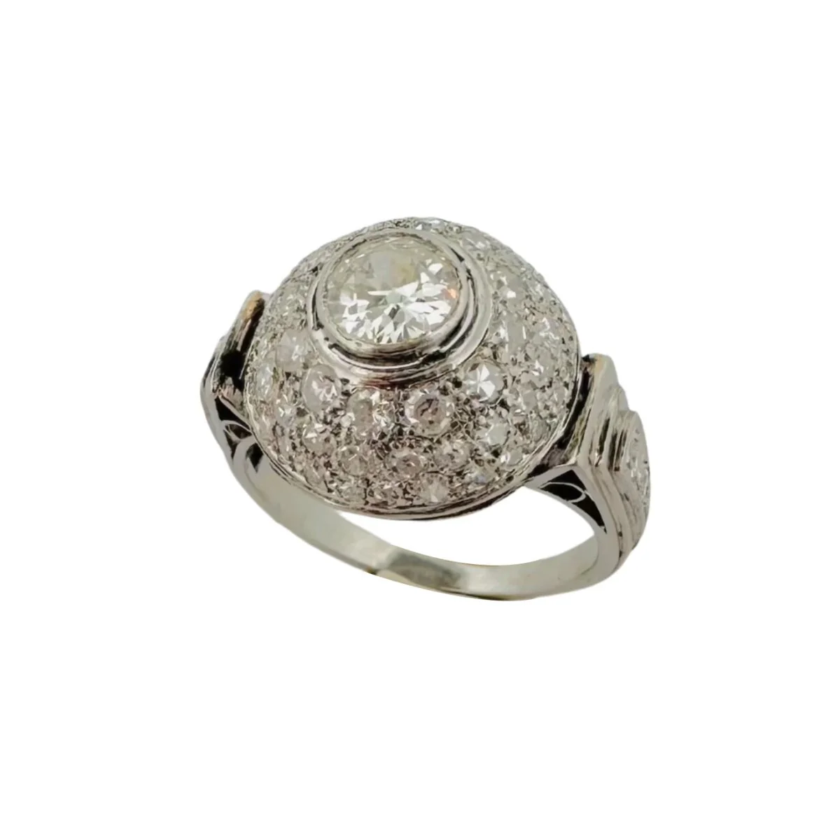 Bague Dôme Art déco en platine et diamant - Image 4