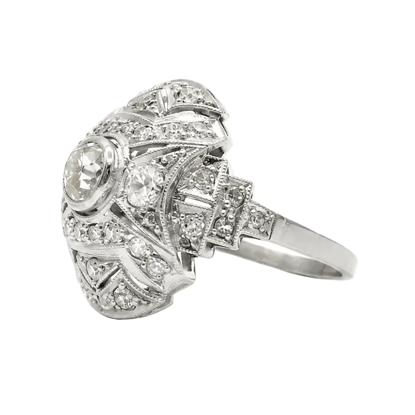 Bague Dôme en platine et diamants - Image 3