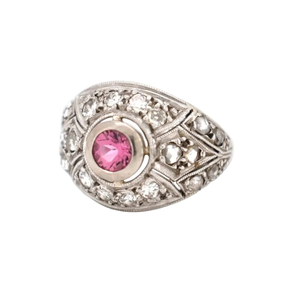 Bague Dôme en platine, tourmaline et diamants - Image 3
