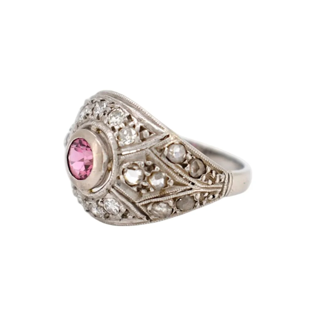 Bague Dôme en platine, tourmaline et diamants - Image 4