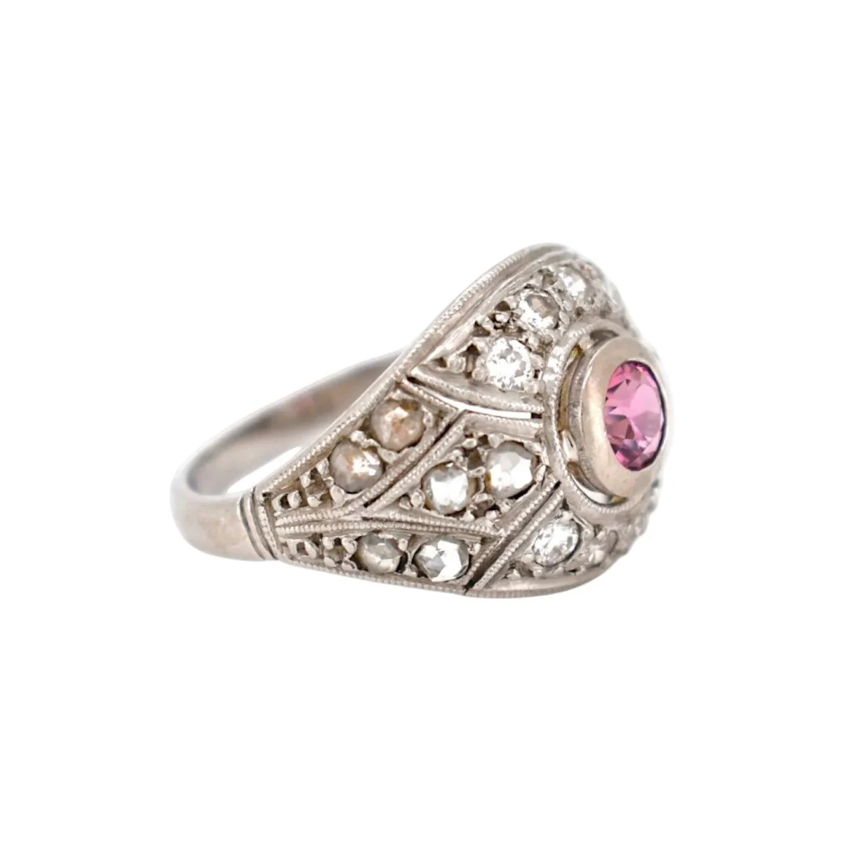 Bague Dôme en platine, tourmaline et diamants - Image 5