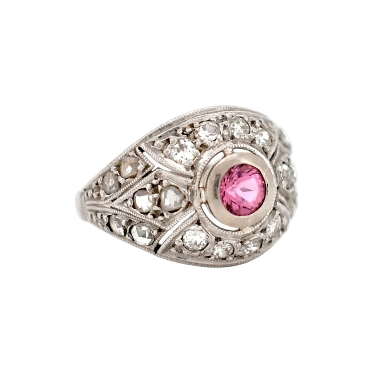 Bague Dôme en platine, tourmaline et diamants - Image 6
