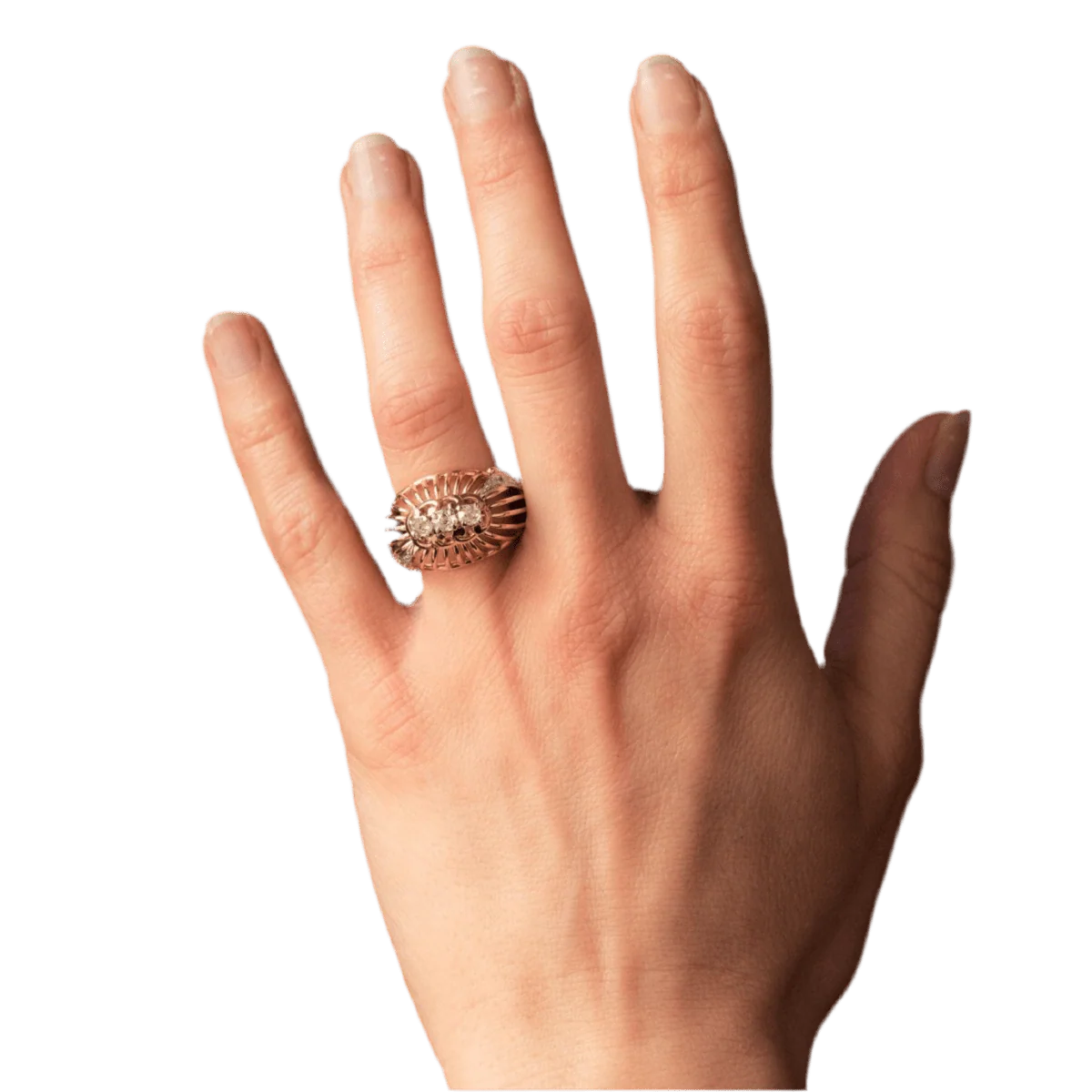 Bague Dôme en or jaune, platine et diamants - Image 2