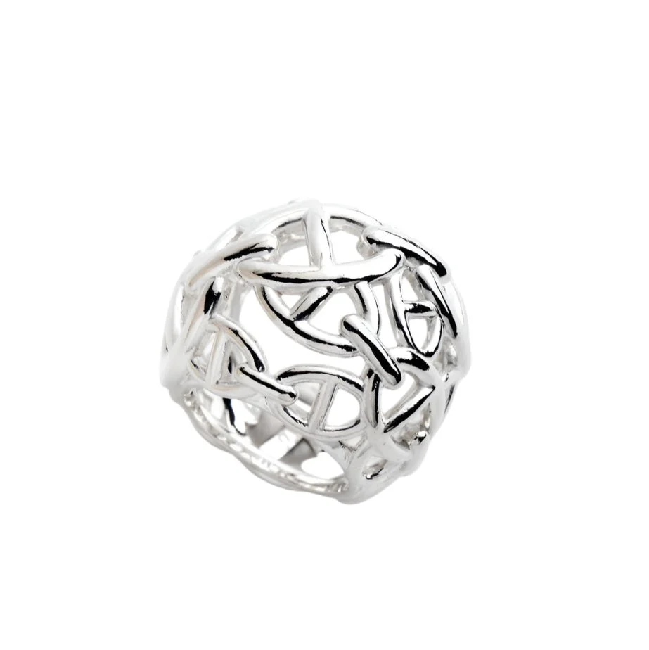 Bague Dôme HERMÈS "Chaîne d'Ancre Enchainée" en argent