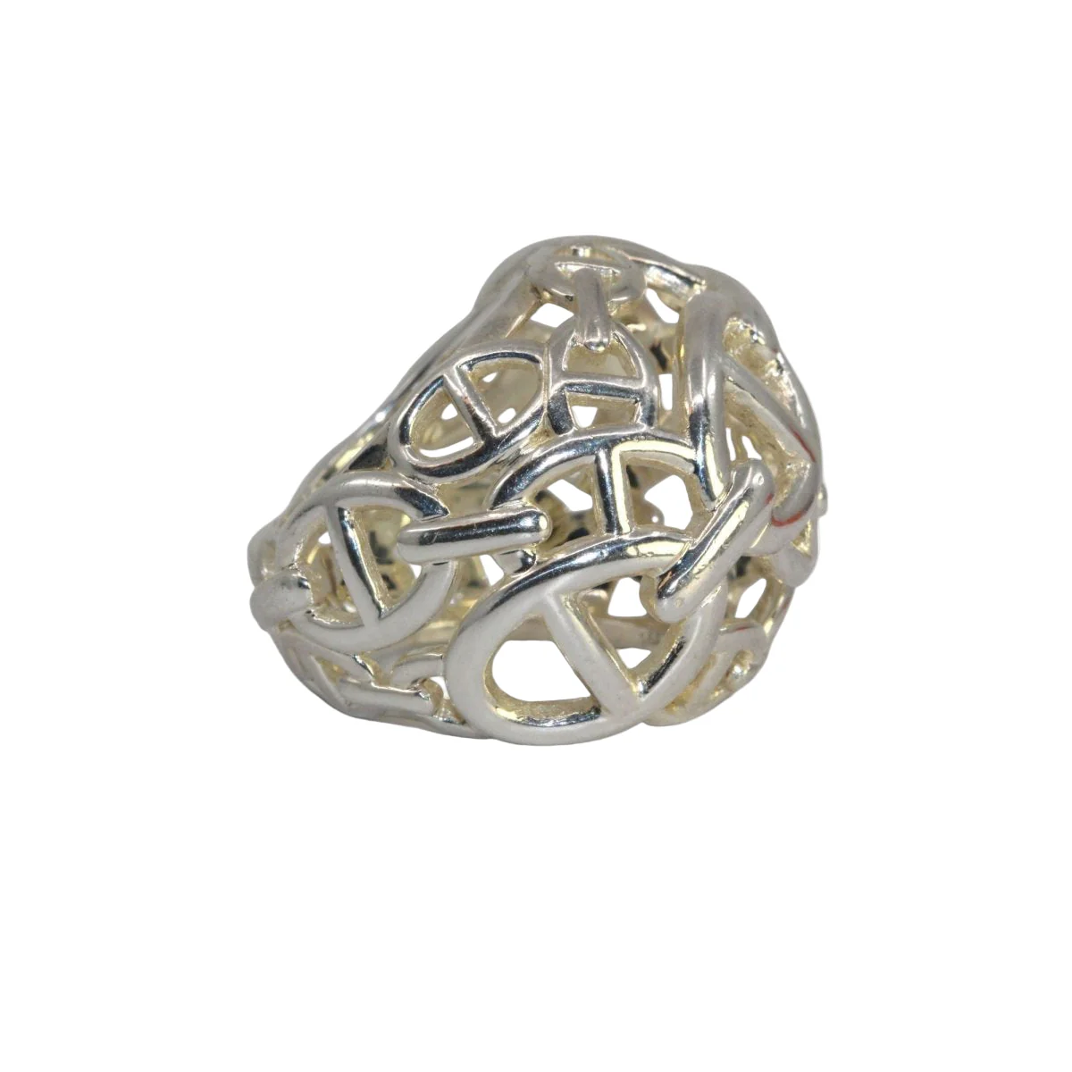 Bague Dôme HERMÈS "Chaîne d'Ancre Enchainée" en argent - Image 3