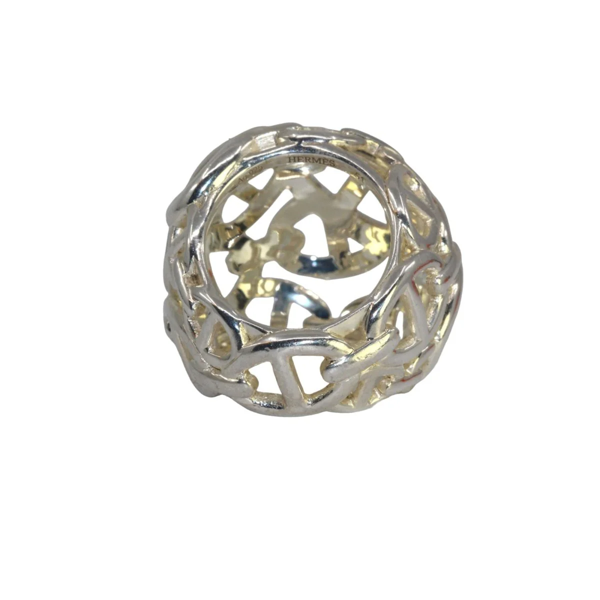 Bague Dôme HERMÈS "Chaîne d'Ancre Enchainée" en argent - Image 4