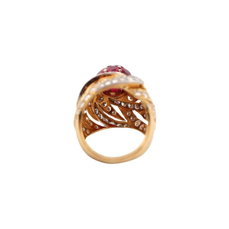 Bague Dôme MARCHAK en or jaune, rubis et diamants - Image 4