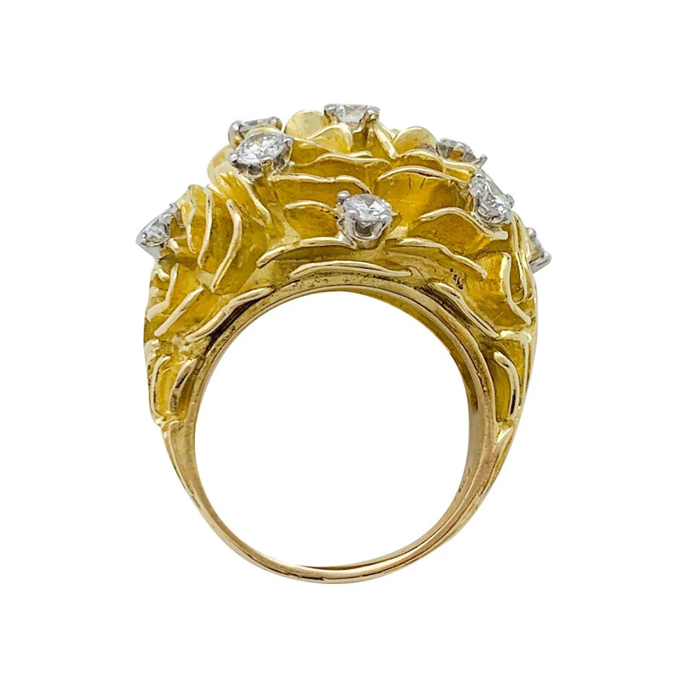 Bague dôme or jaune, platine et diamants - Image 6