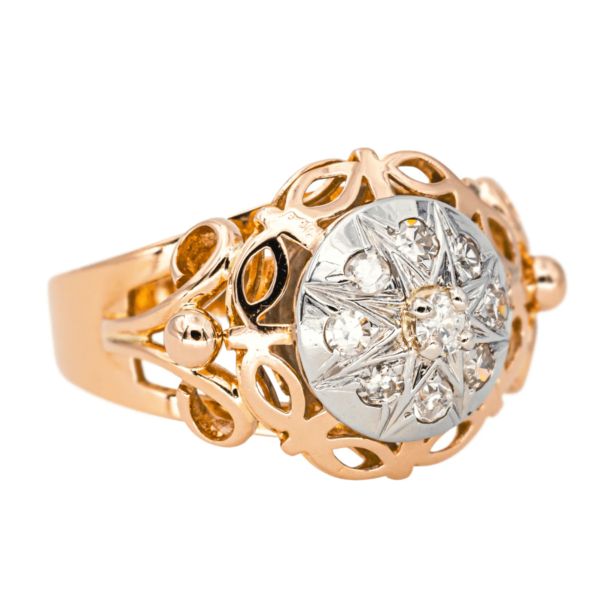 Bague Dôme en or rose et diamants - Image 6