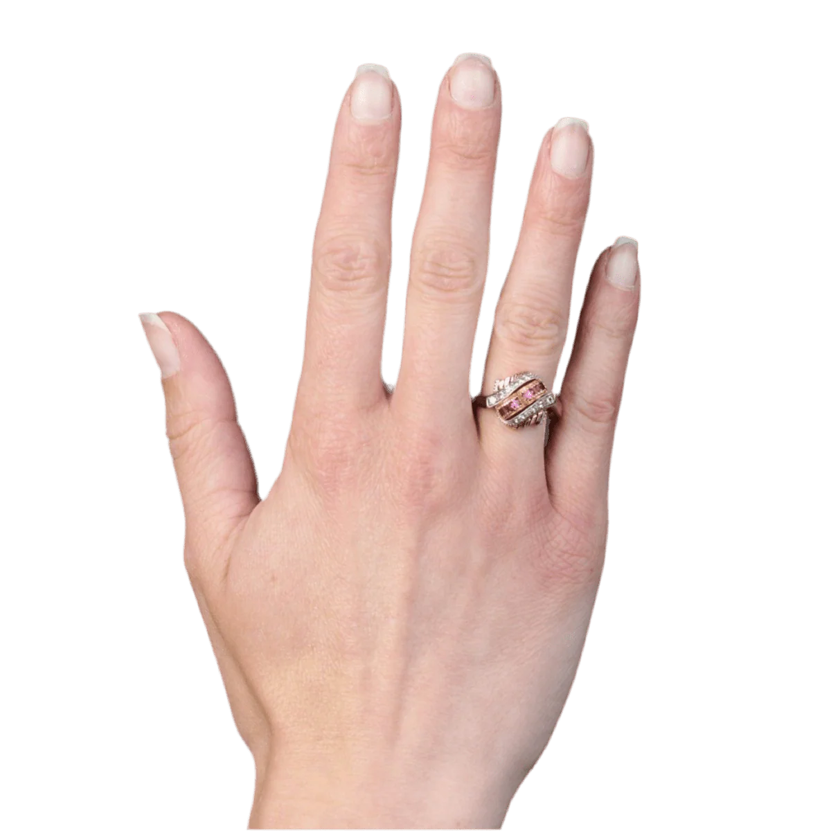 Bague Dôme en or rose, or blanc et rubis - Image 2