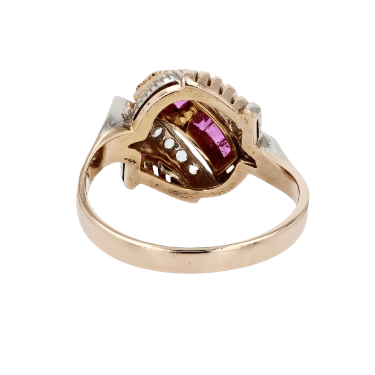 Bague Dôme en or rose, or blanc et rubis - Image 4