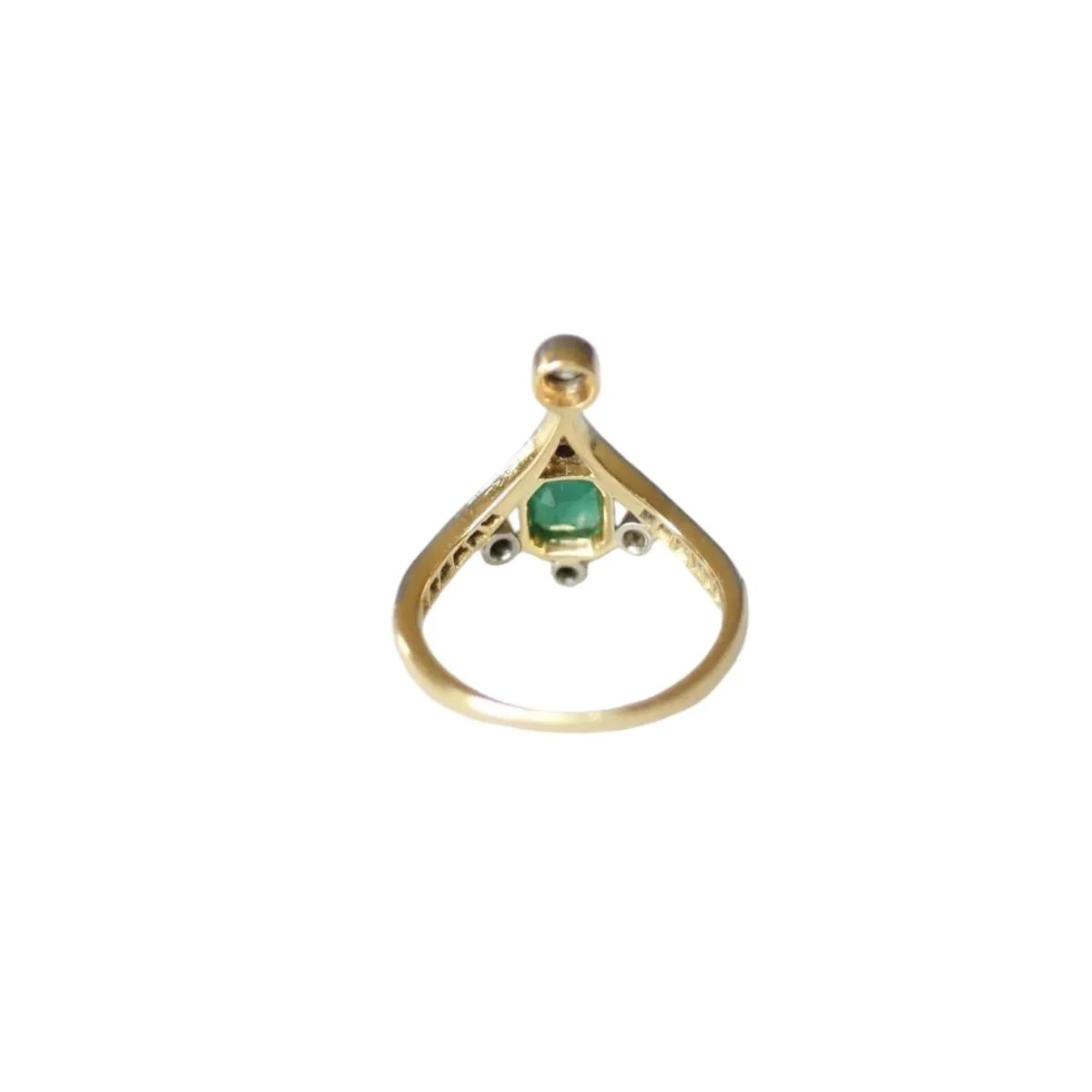 Bague en or jaune, platine, émeraude et diamants - Image 4