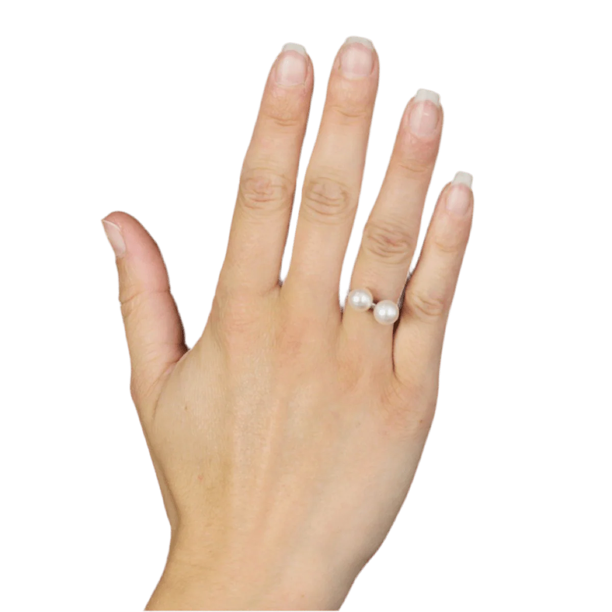 Bague Toi & Moi en or blanc et perles - Image 2