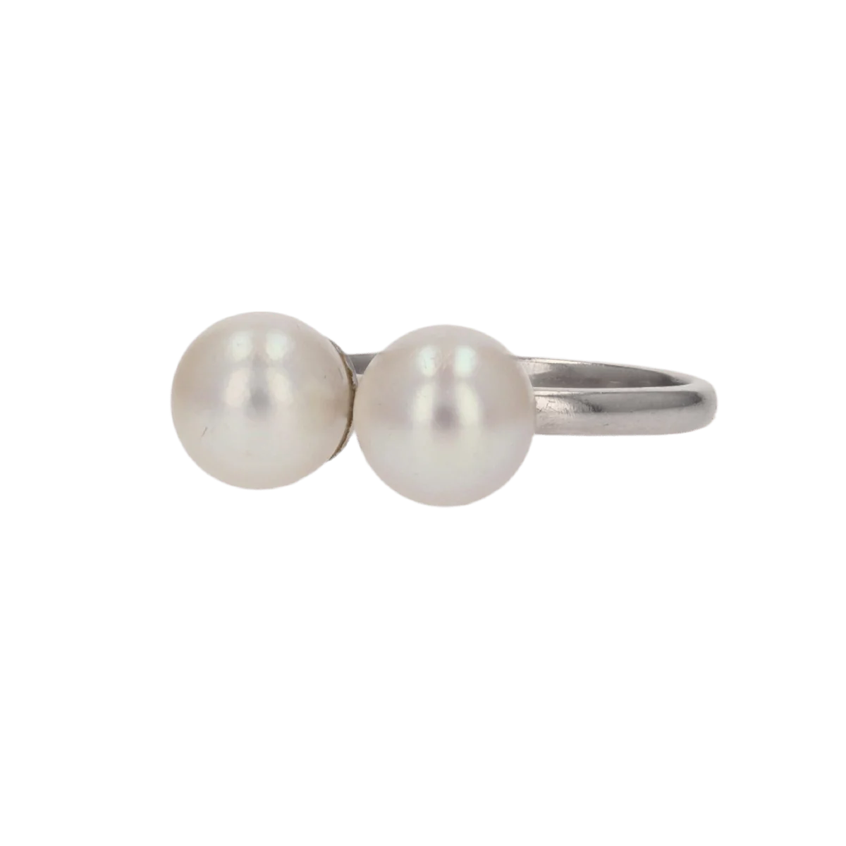 Bague Toi & Moi en or blanc et perles - Image 3