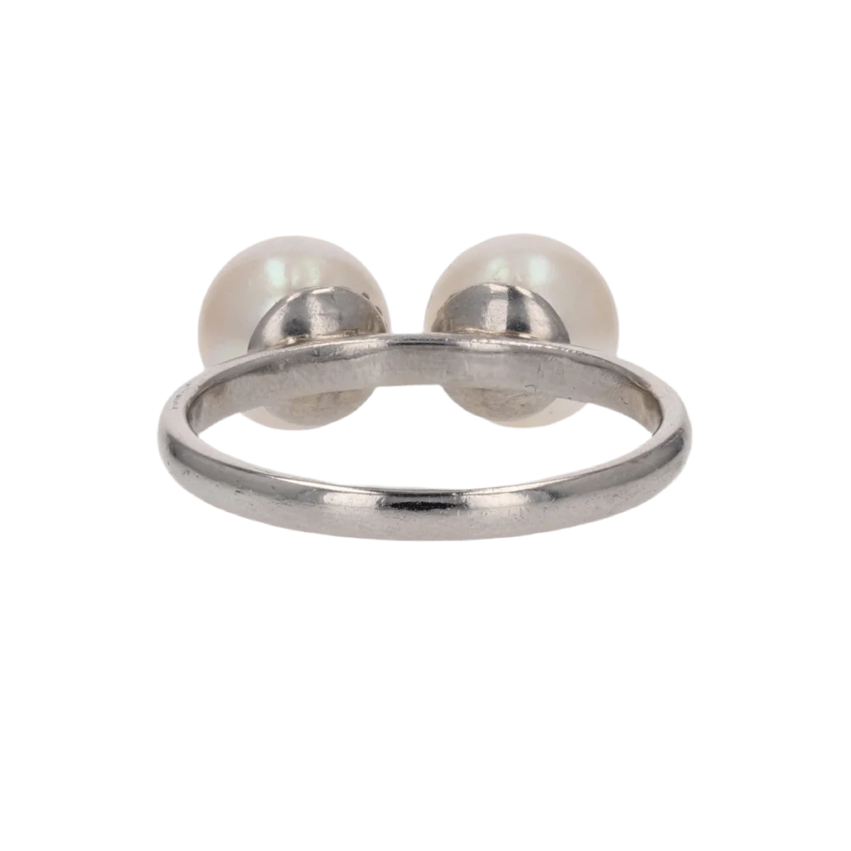 Bague Toi & Moi en or blanc et perles - Image 4