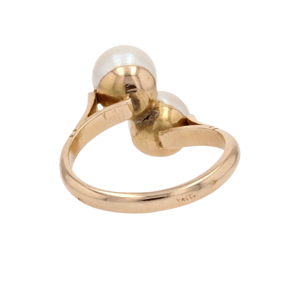 Bague Toi & Moi en or jaune et perles - Image 4