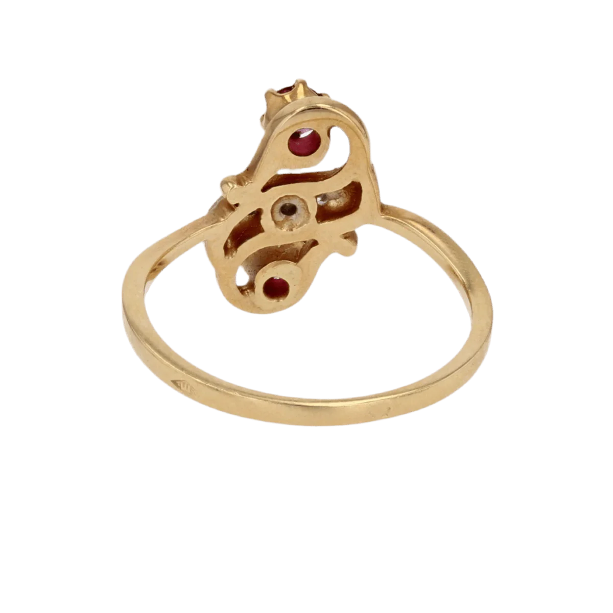 Bague Toi & Moi en or jaune, rubis et diamants - Image 4