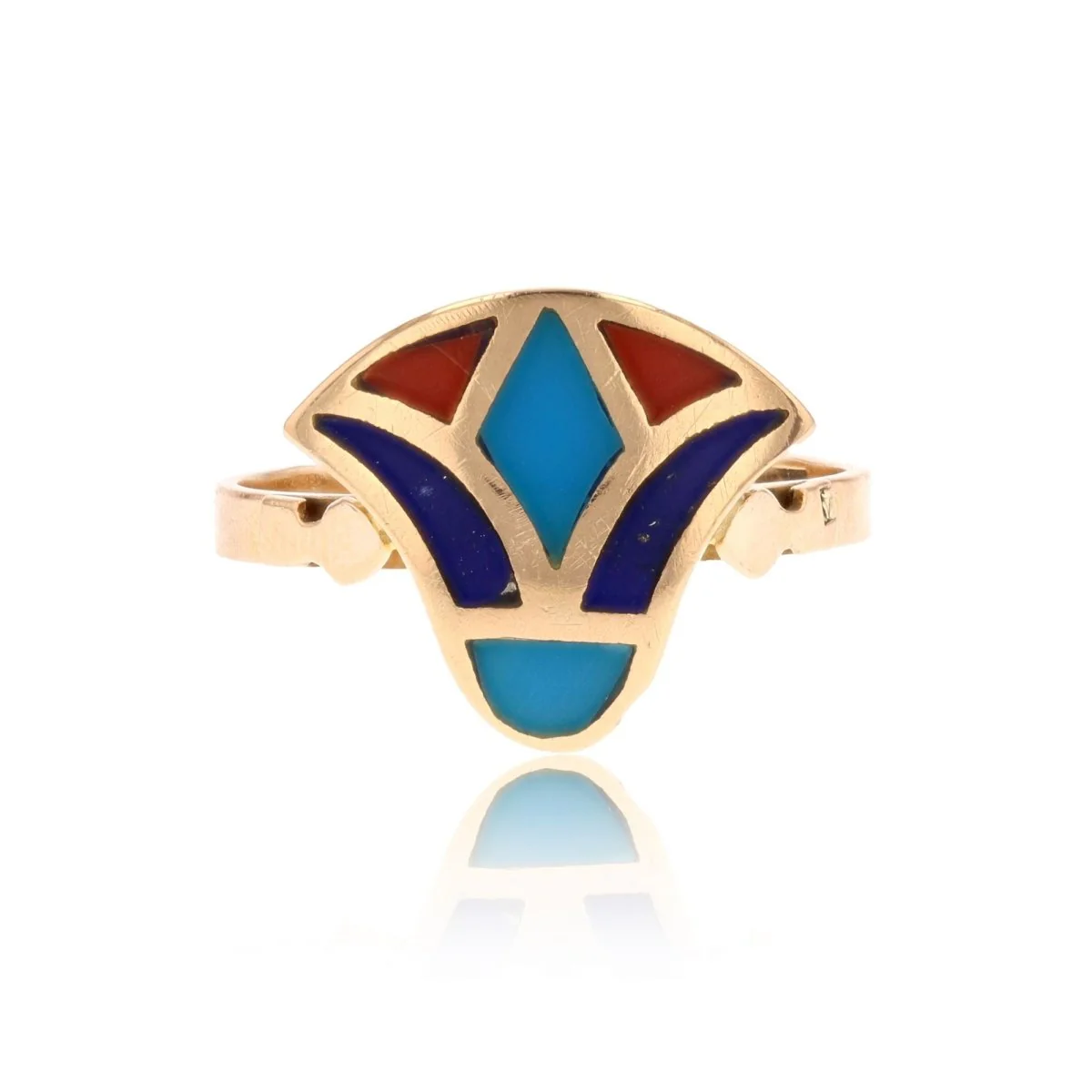 Bague égyptienne en or jaune et émail