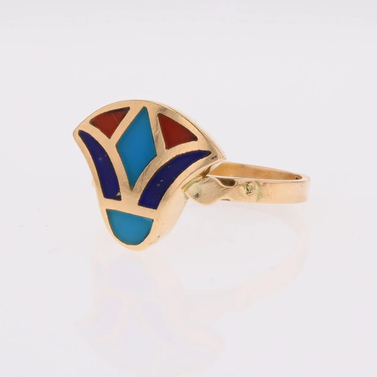 Bague égyptienne en or jaune et émail - Image 8