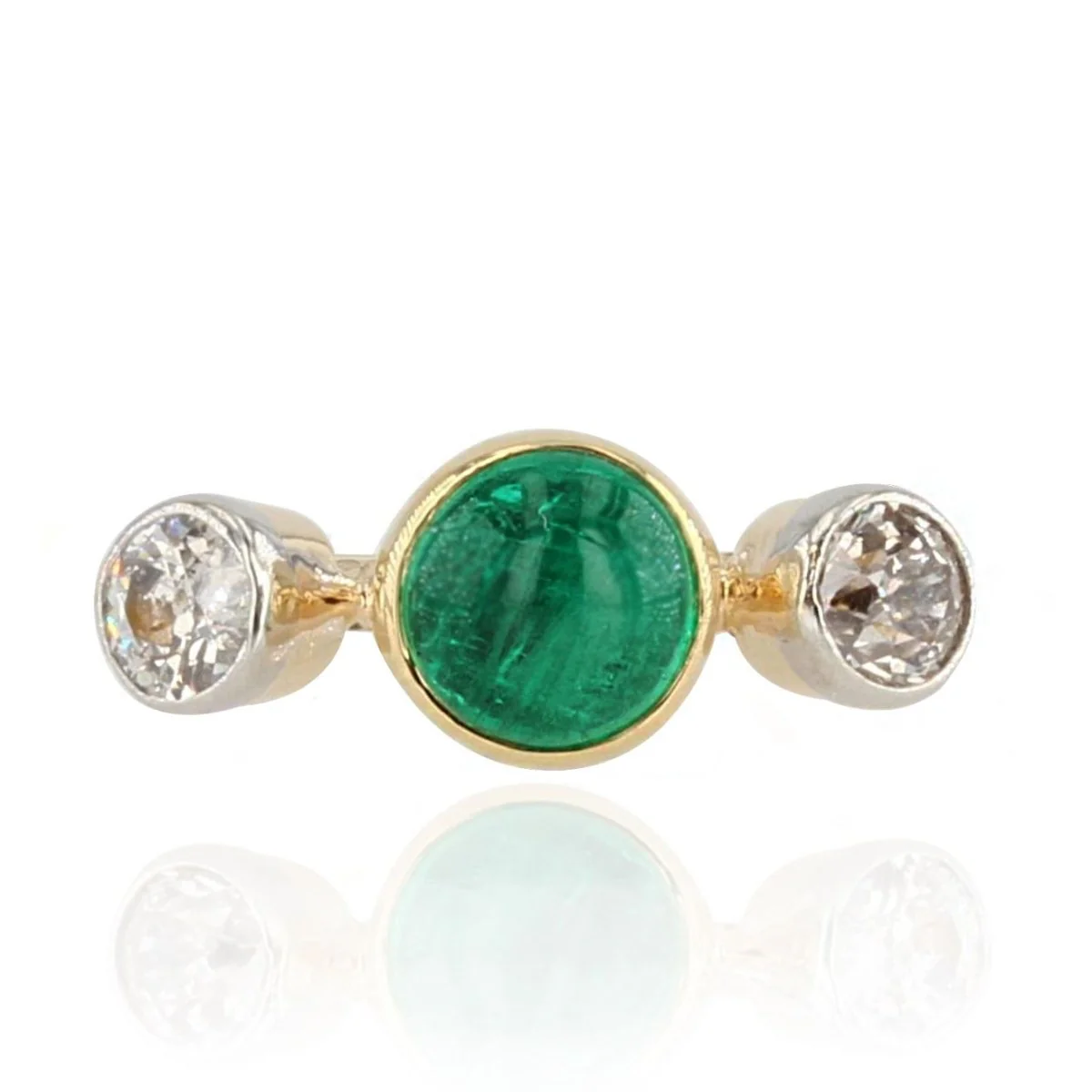 Bague Trilogie en or jaune, émeraude et diamants