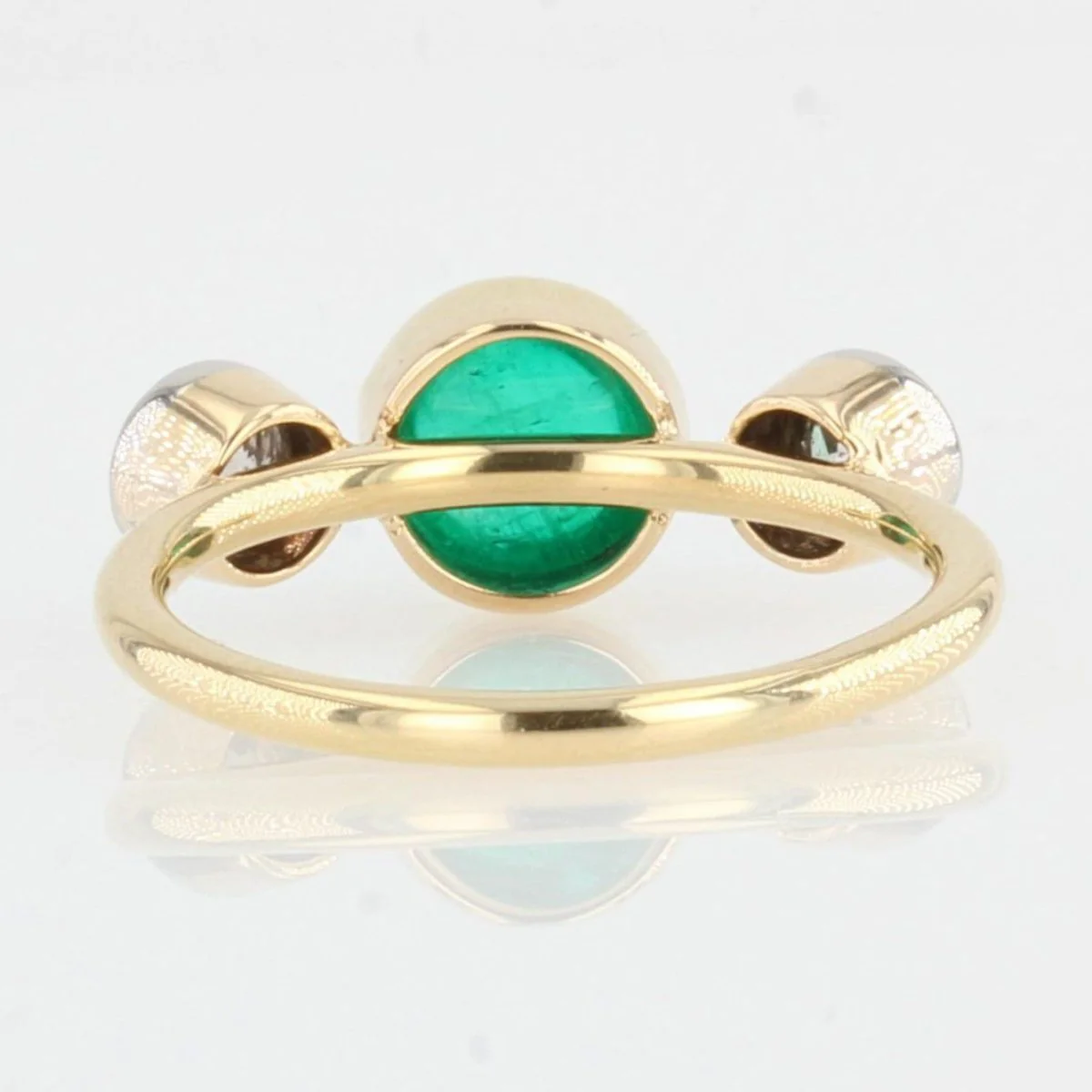 Bague Trilogie en or jaune, émeraude et diamants - Image 4