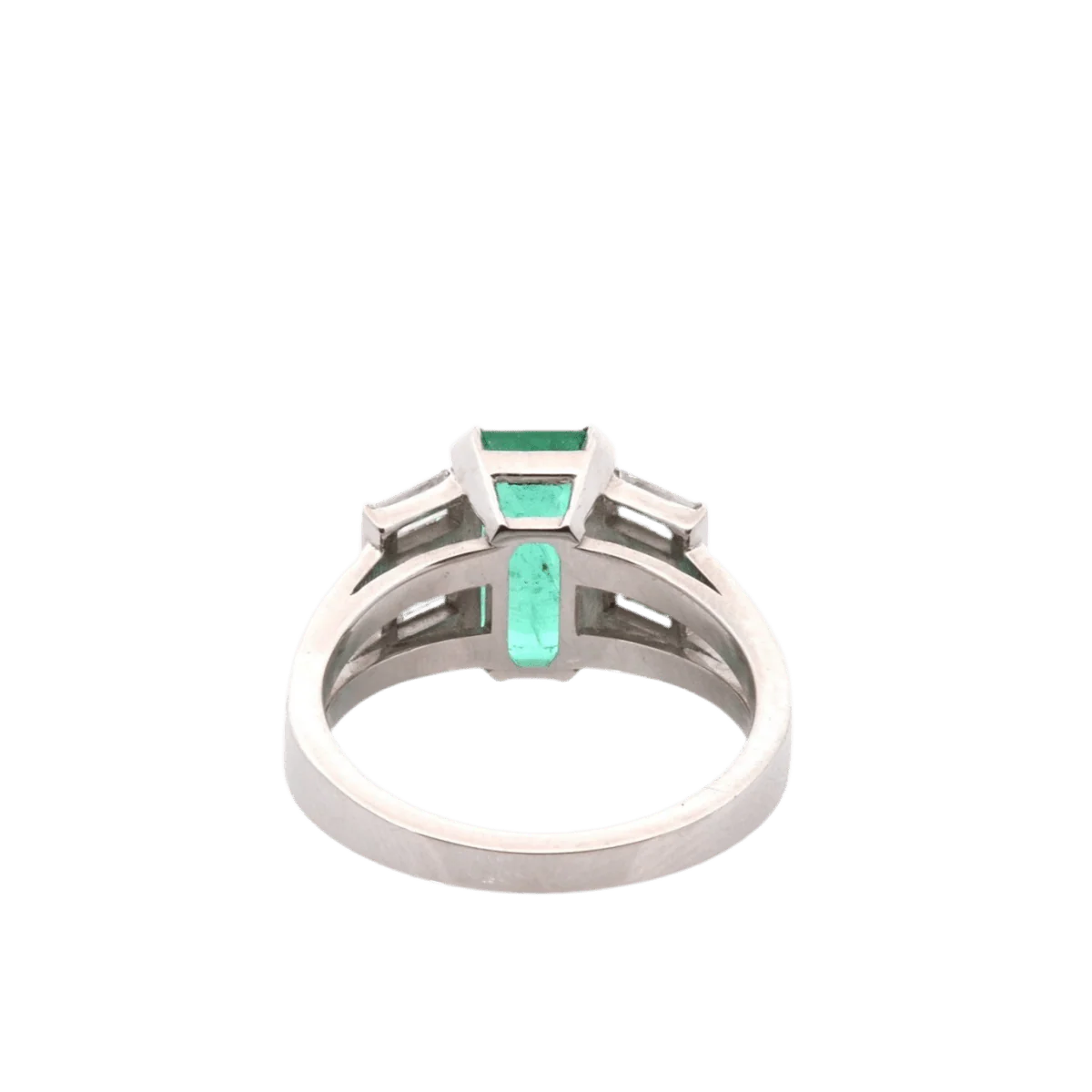 Bague Entourage en platine, émeraude et diamants - Image 3
