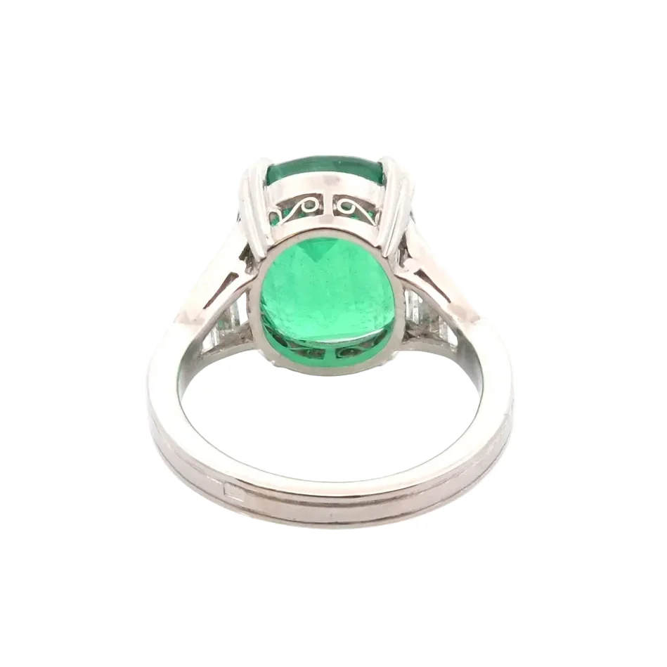 Bague en platine, émeraude et diamants - Image 4