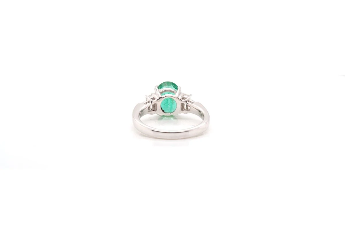 Bague émeraude de Colombie et diamants baguettes - Image 5