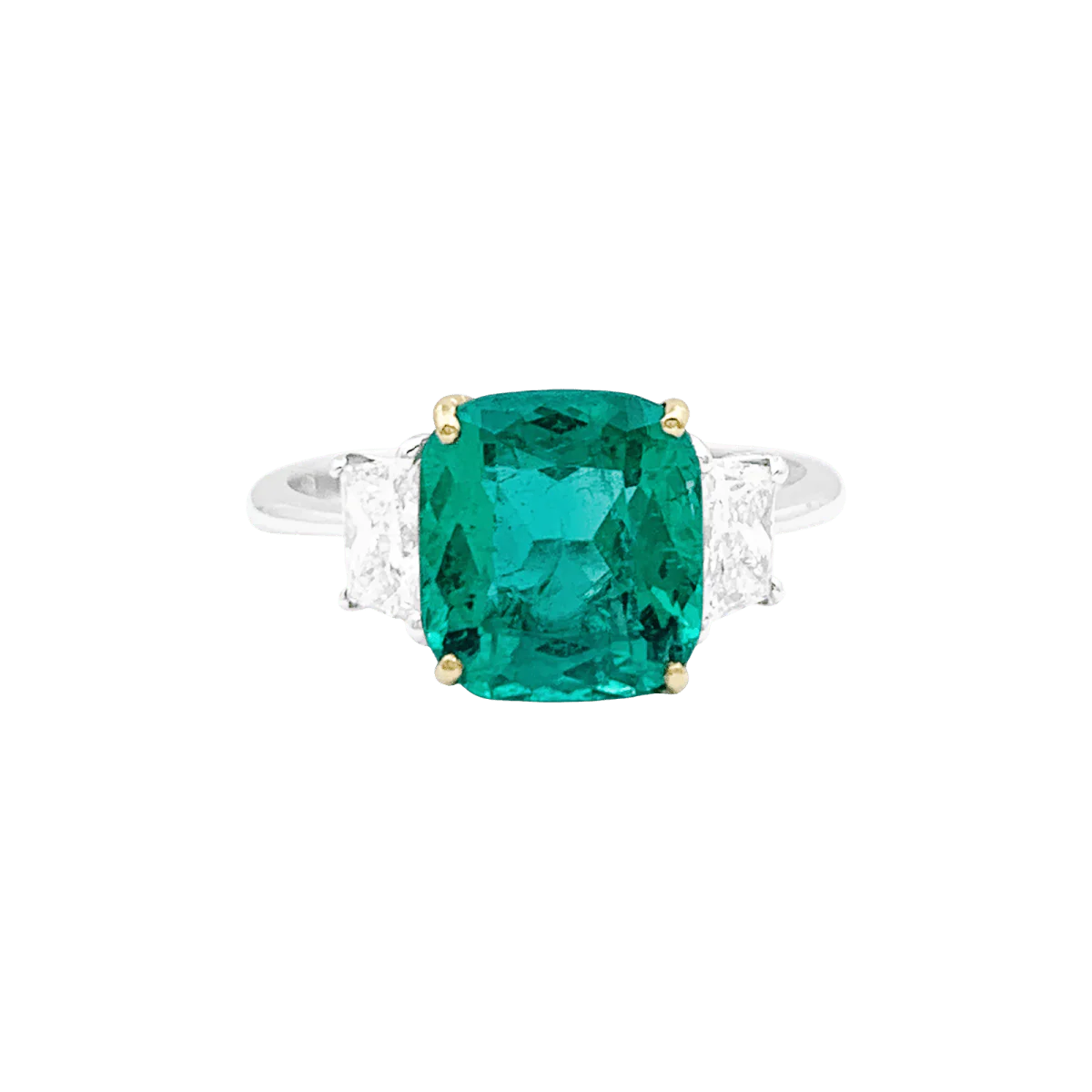 Bague en or blanc, or jaune, émeraude et diamants