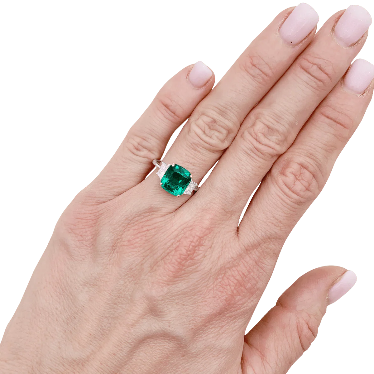 Bague en or blanc, or jaune, émeraude et diamants - Image 2