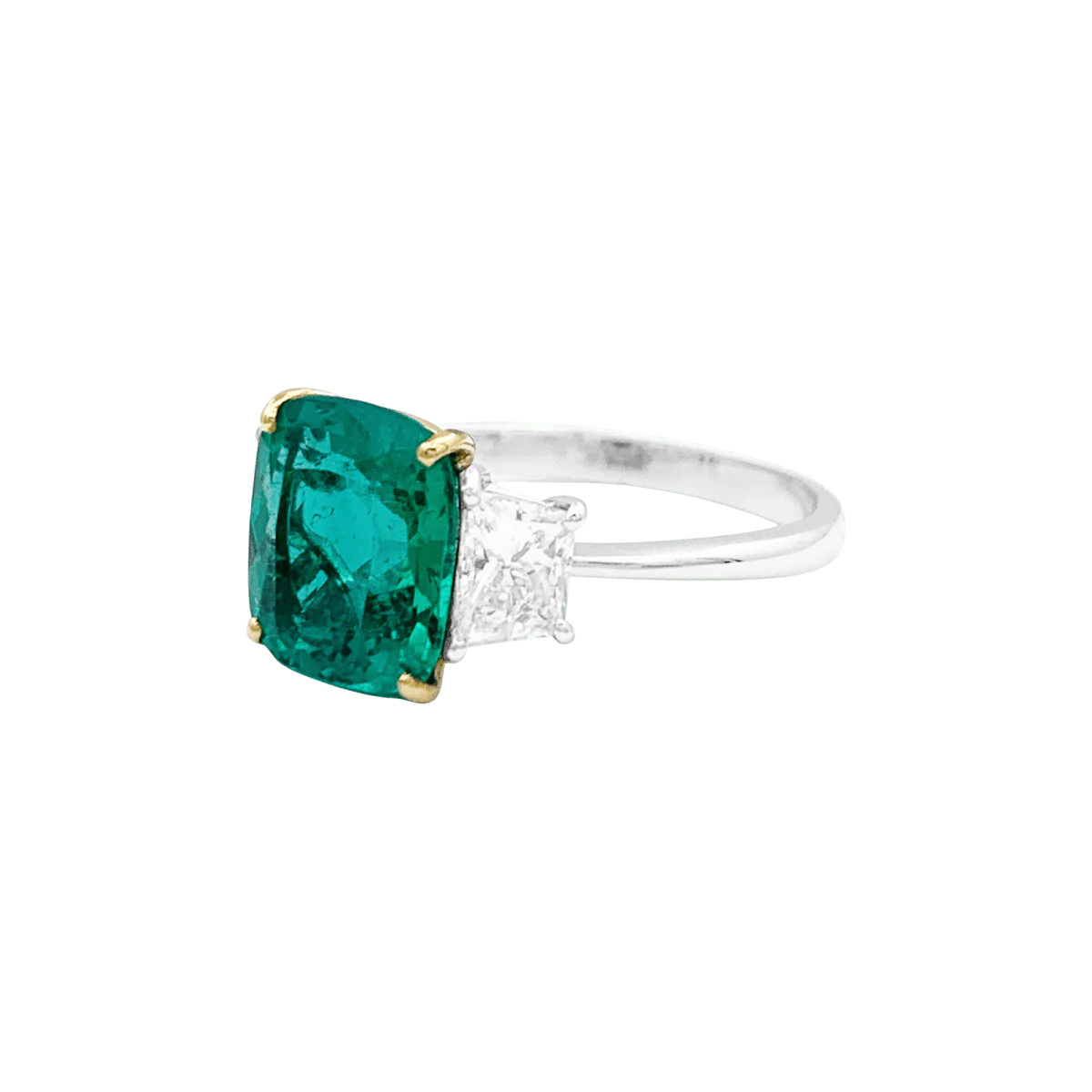Bague en or blanc, or jaune, émeraude et diamants - Image 3