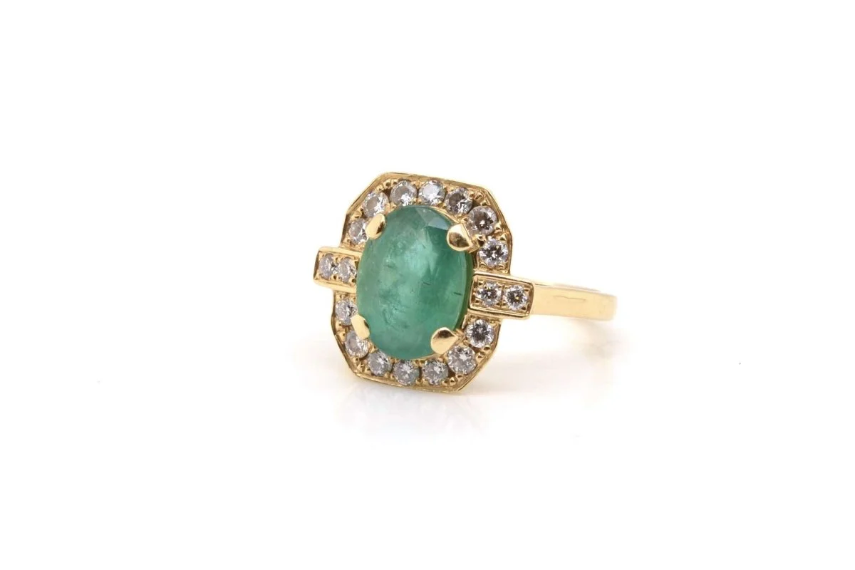 Bague émeraude diamants en or jaune