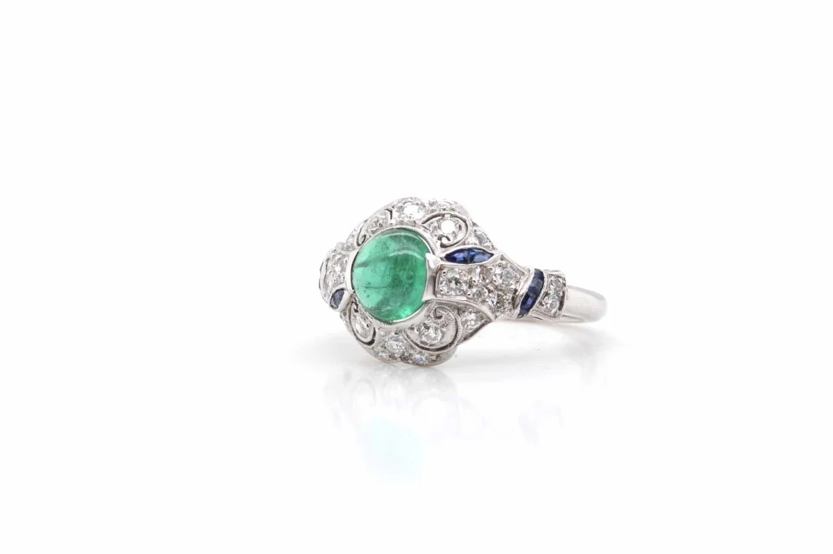 Bague émeraude diamants en platine