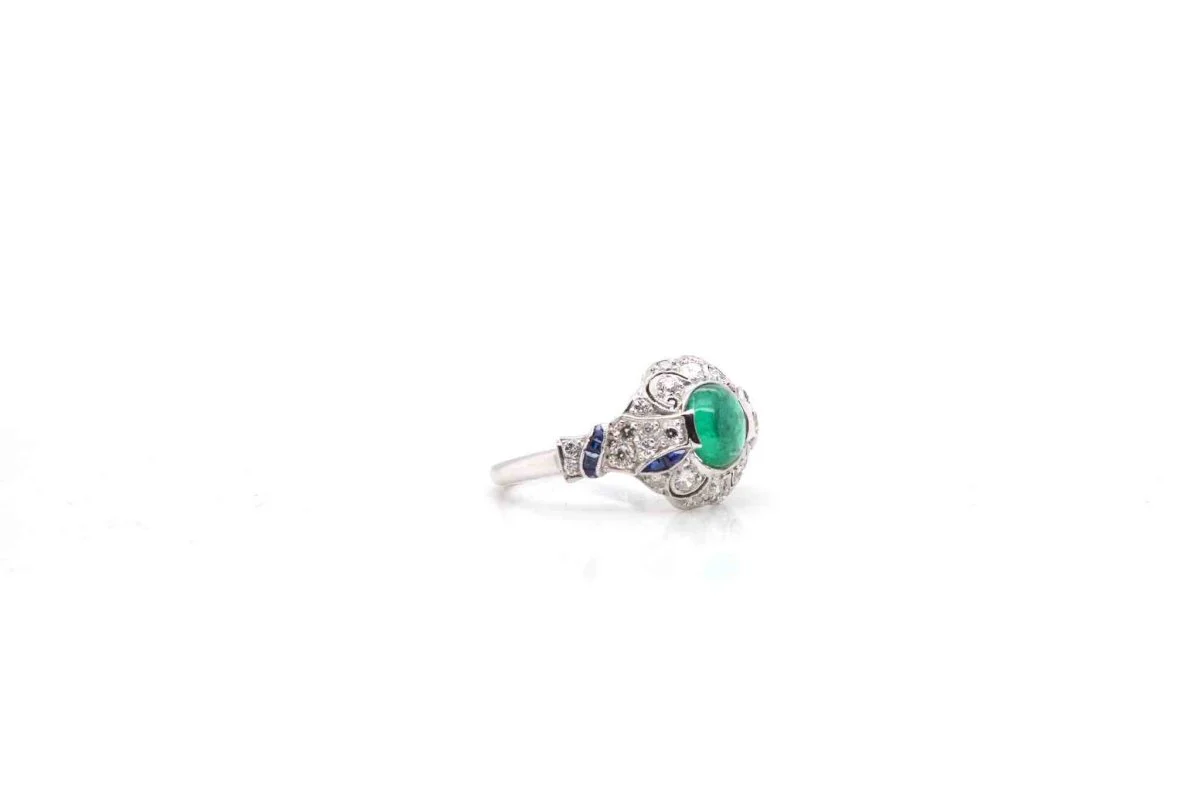 Bague émeraude diamants en platine - Image 4