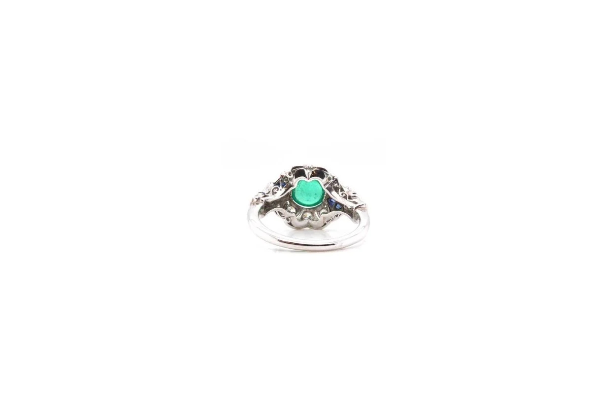 Bague émeraude diamants en platine - Image 5