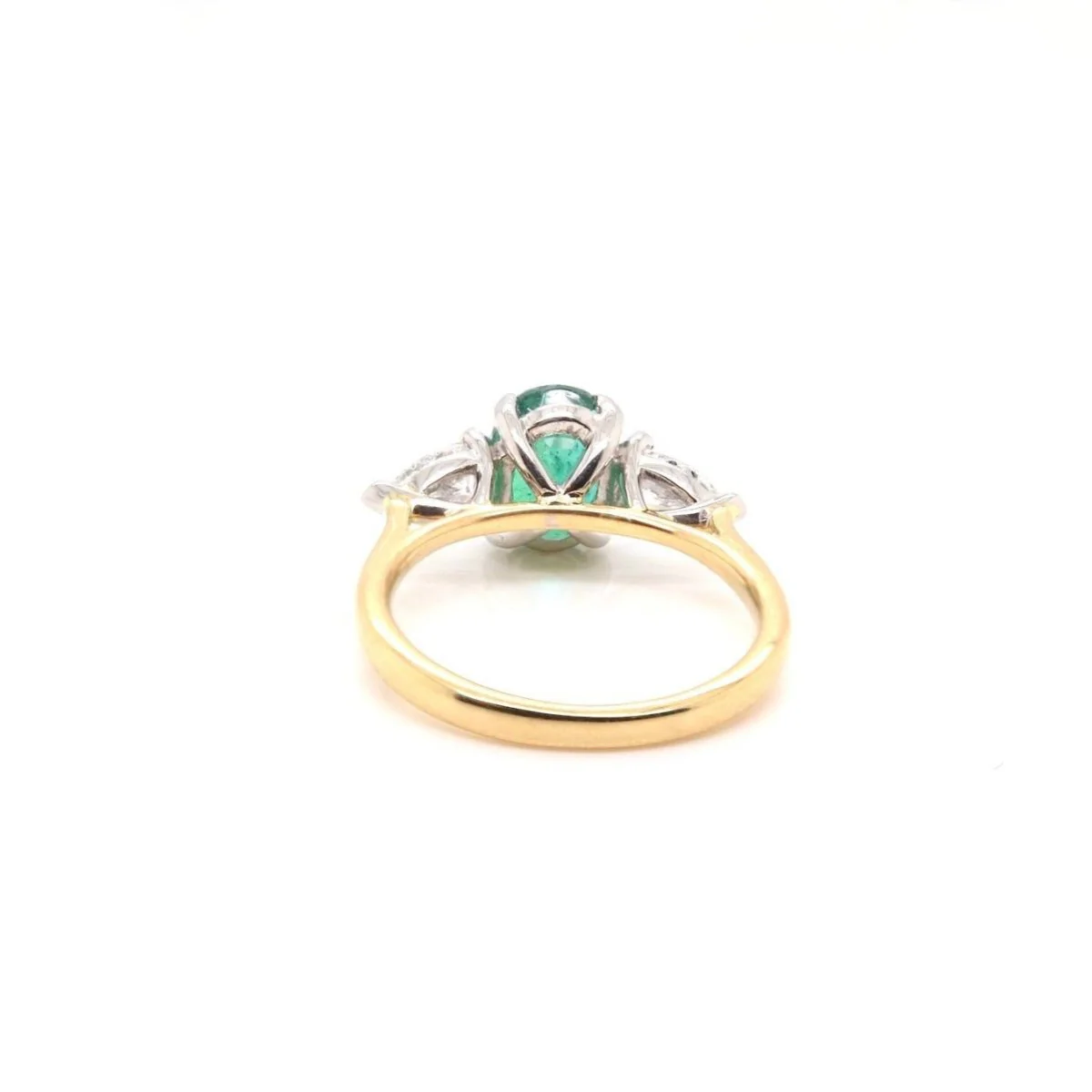 Bague émeraude et diamants en or jaune et platine - Image 4