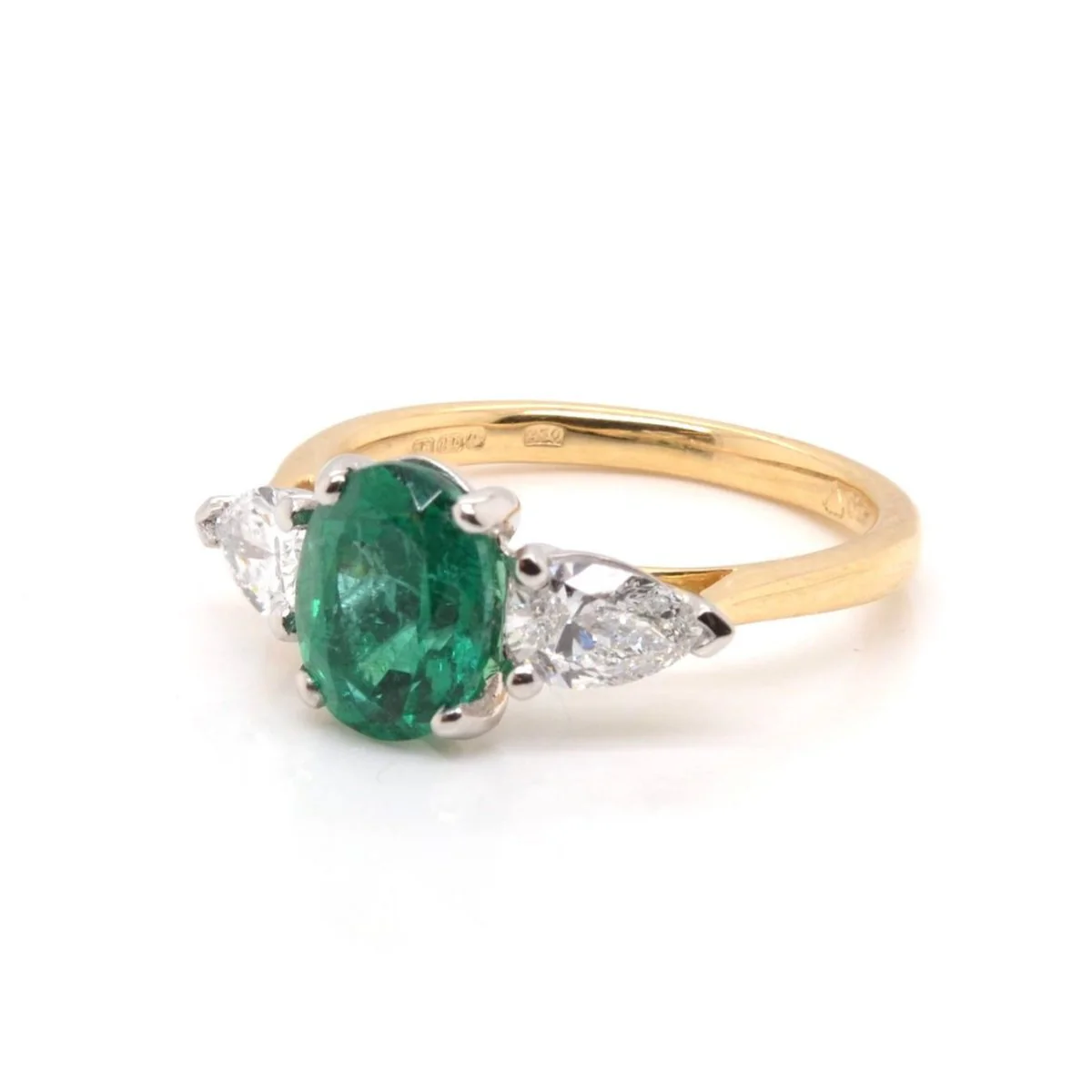 Bague émeraude et diamants en or jaune et platine - Image 5