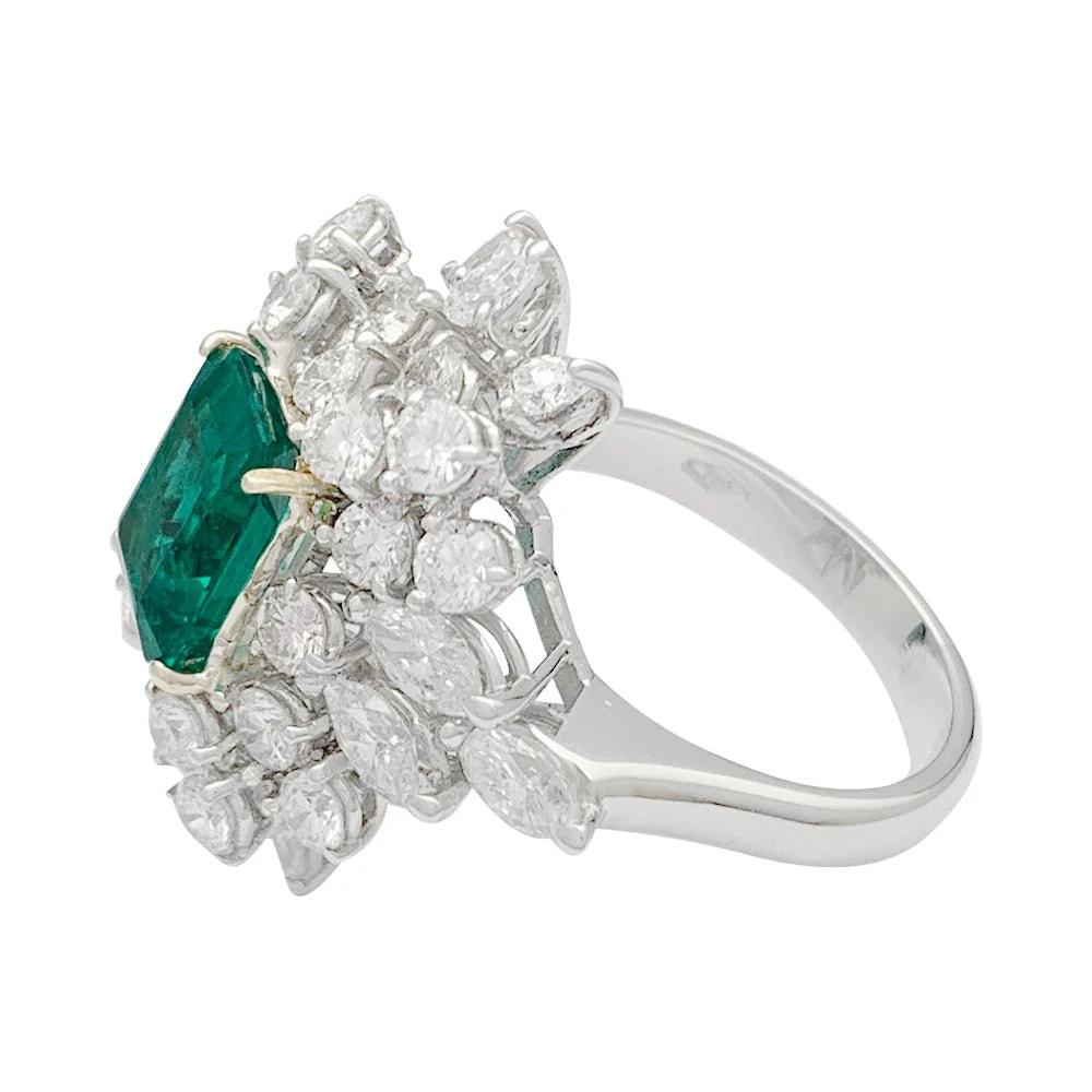 Bague émeraude or blanc, diamants - Image 6