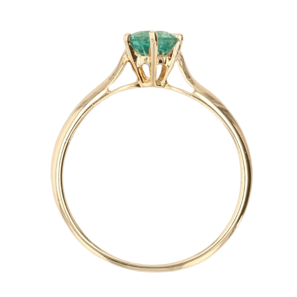Bague Solitaire en or jaune et émeraude - Image 5