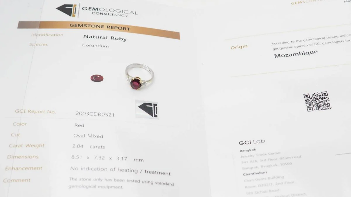 Bague en or bicolore, rubis naturel certifé et diamants - Image 6
