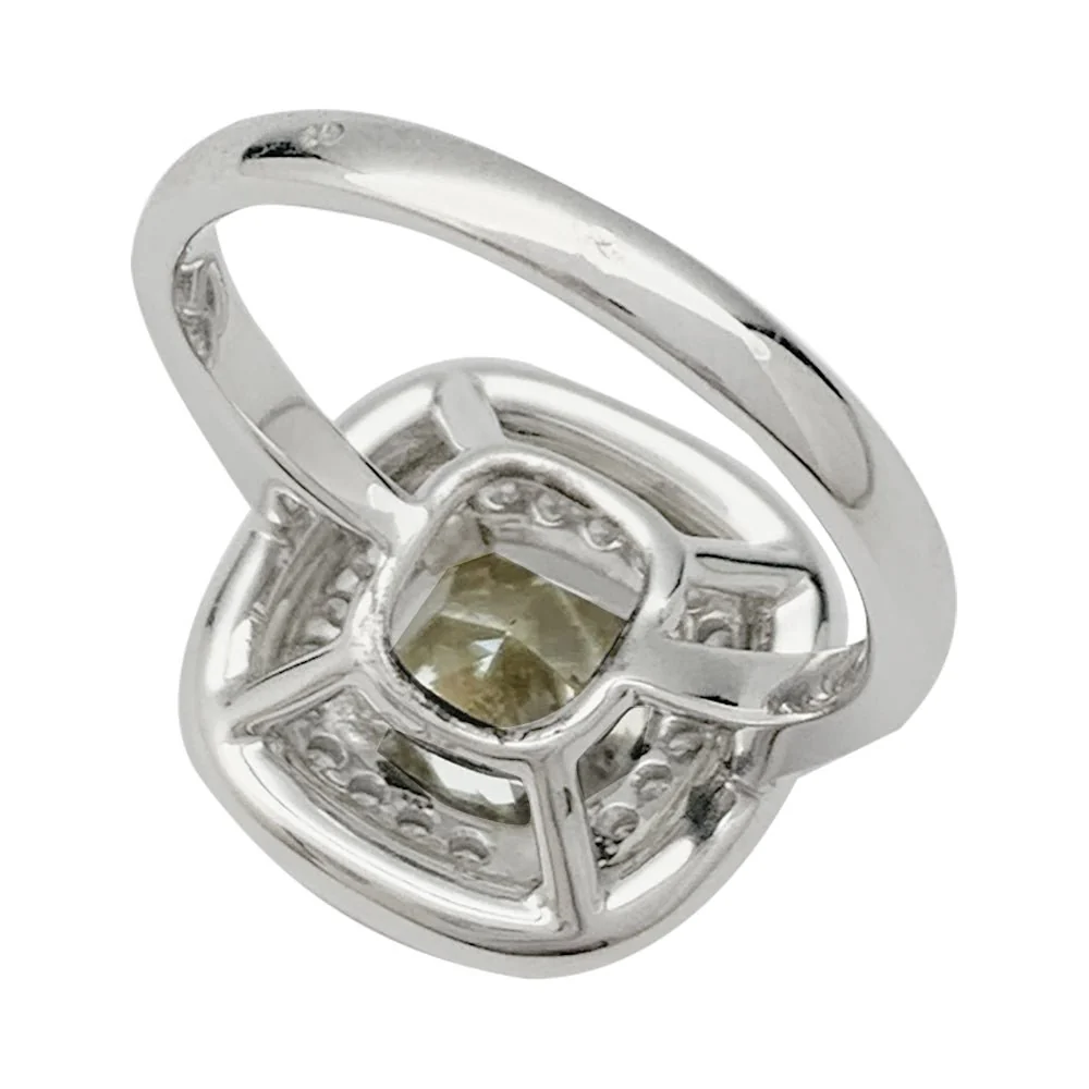 Bague en or blanc à entourage, centre diamant jaune 2,01 carats - Image 6